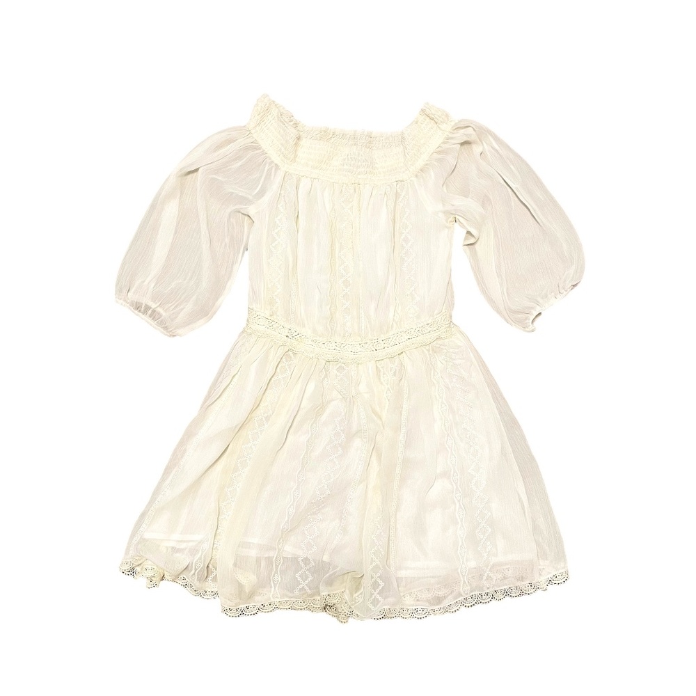 Lulumari Sheer Lacy 1/2 Sleeve Pullover Mini Dress Size M‎